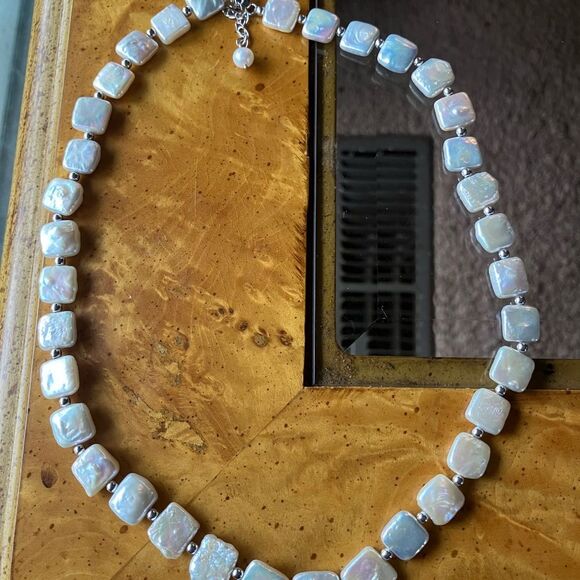 Natural Baroque Pearl Sterling Silver Necklace - Picture 3 of 8